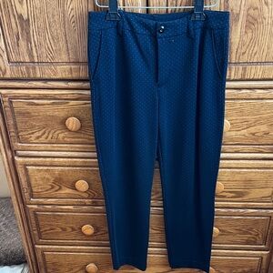 Women’s Navy Blue Polka Dot Pants, cropped.